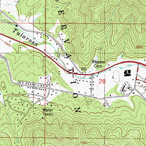 Topographic Map of Blazers Mill, NM