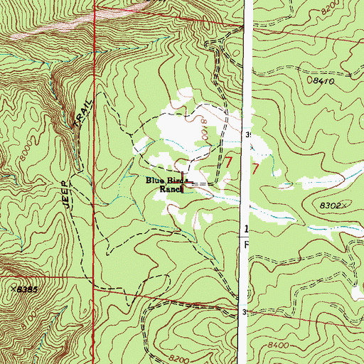 Topographic Map of Blue Bird Ranch (historical), NM