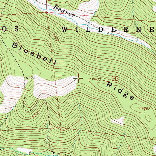 Topographic Map of Bluebell Ridge, NM
