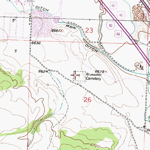 Topographic Map of Bluewater Cemetery, NM
