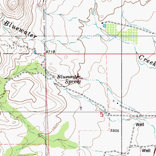 Topographic Map of Bluewater Spring, NM