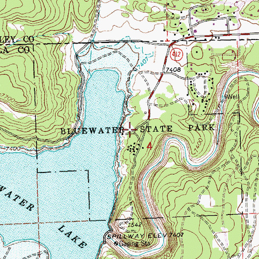 Topographic Map of Bluewater Lake State Park, NM