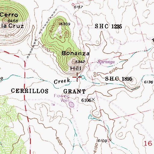 Topographic Map of Bonanza Creek, NM