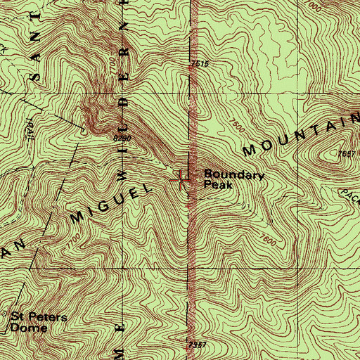 Topographic Map of Boundary Peak, NM