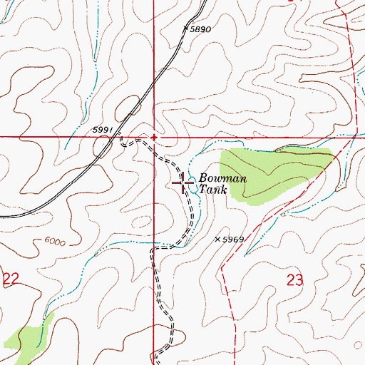 Topographic Map of Bowman Tank, NM
