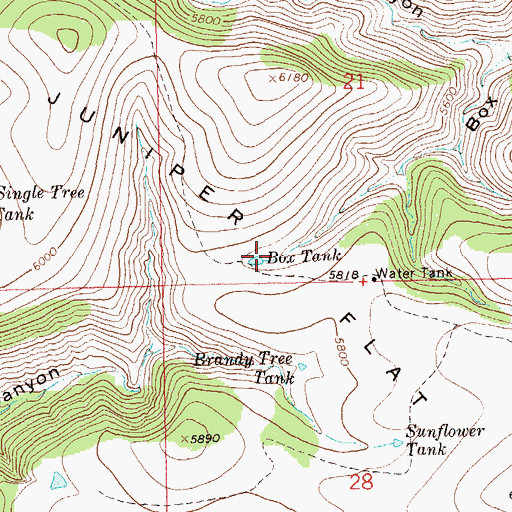 Topographic Map of Box Tank, NM