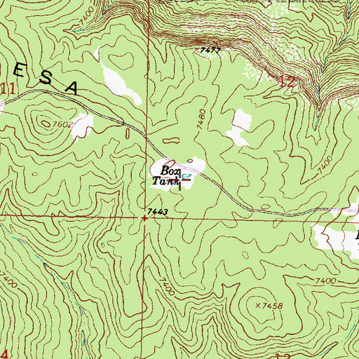 Topographic Map of Box Tank, NM