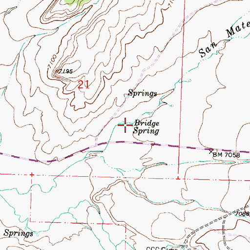Topographic Map of Bridge Spring, NM