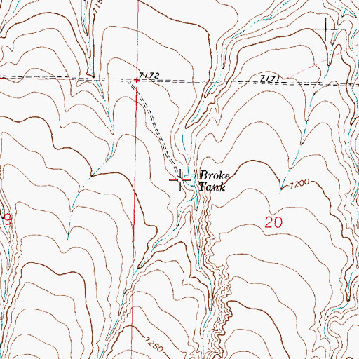 Topographic Map of Broke Tank, NM