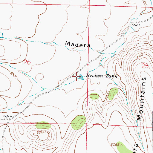 Topographic Map of Broken Tank, NM