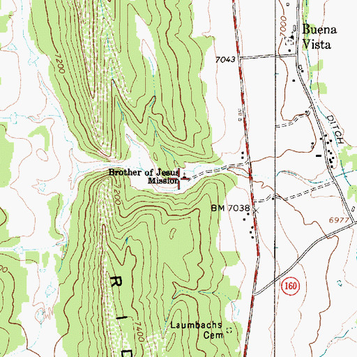 Topographic Map of Brother of Jesus Mission, NM