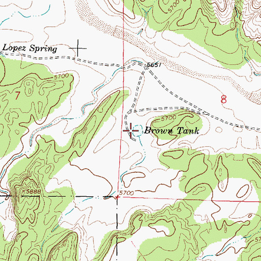 Topographic Map of Brown Tank, NM