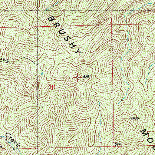 Topographic Map of Brushy Mountain, NM