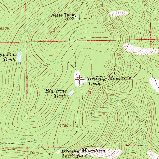 Topographic Map of Brushy Mountain Tank, NM