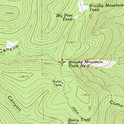 Topographic Map of Brushy Mountain Tank Number Two, NM