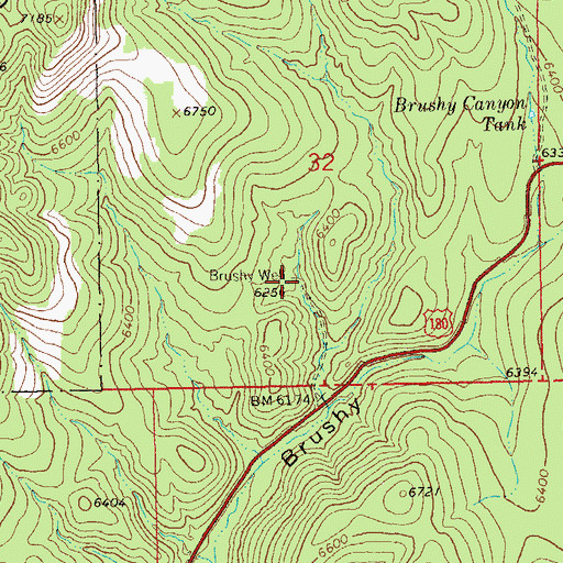 Topographic Map of Brushy Well, NM