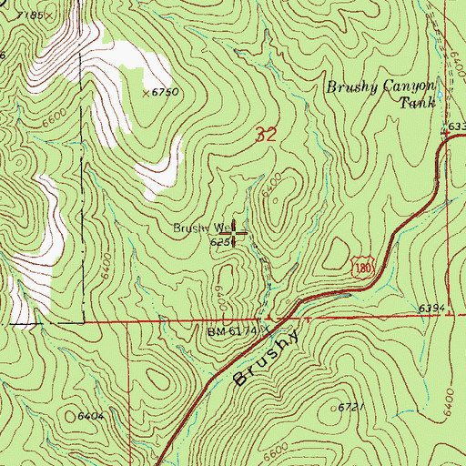 Topographic Map of Brushy Well, NM