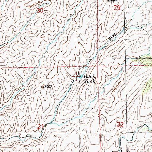 Topographic Map of Buck Tank, NM
