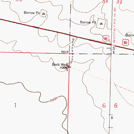 Topographic Map of Buck Well, NM