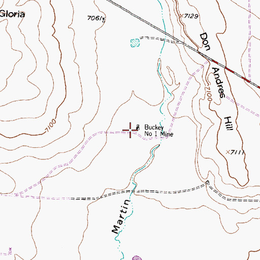 Topographic Map of Buckey Number 1 Mine, NM