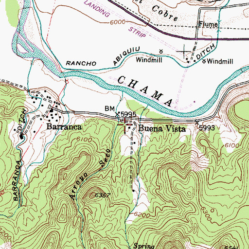 Topographic Map of Buena Vista, NM