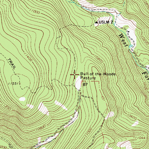 Topographic Map of Bull-of-the-Woods Pasture, NM