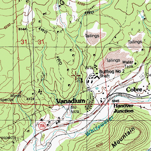 Topographic Map of Bullfrog Number 1 Shaft, NM