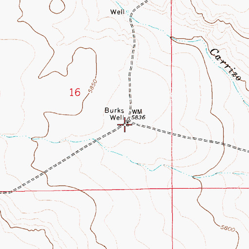 Topographic Map of Burks Well, NM