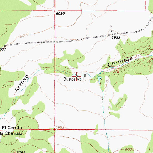 Topographic Map of Bustos Well, NM