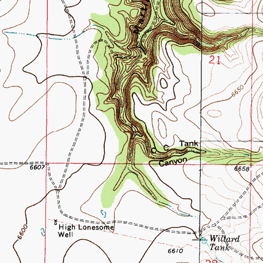 Topographic Map of C C Tank Canyon, NM