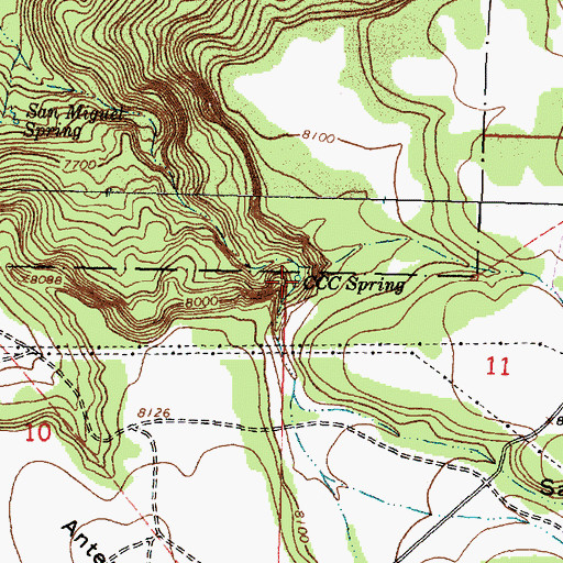 Topographic Map of CCC Spring, NM