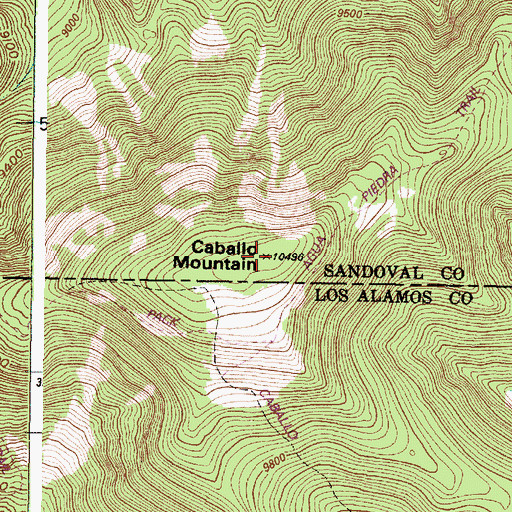 Topographic Map of Caballo Mountain, NM