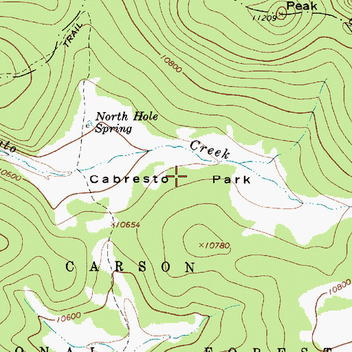 Topographic Map of Cabresto Park, NM