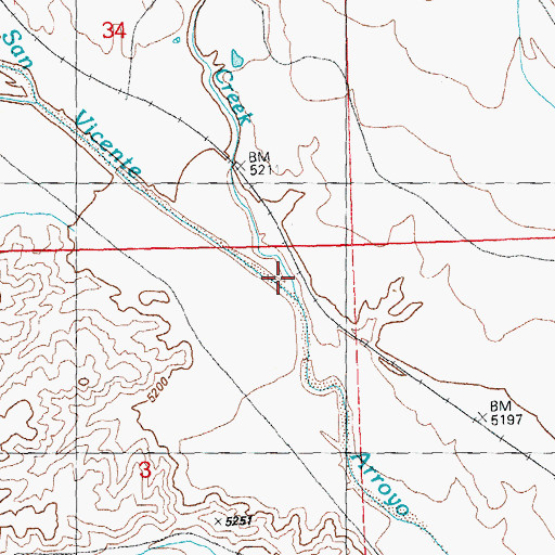 Topographic Map of Cameron Creek, NM