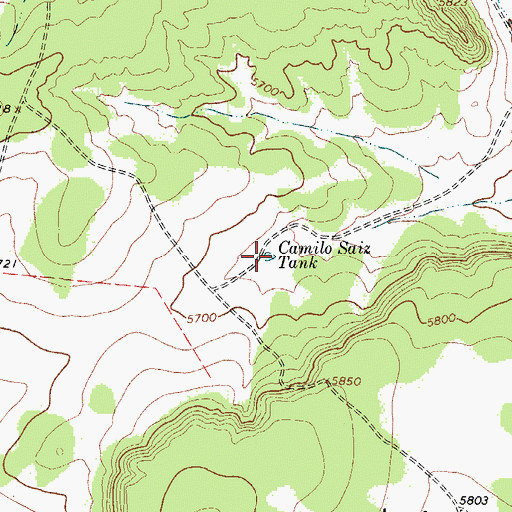 Topographic Map of Camilo Saiz Tank, NM