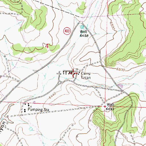 Topographic Map of Camp Ercan, NM