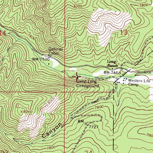 Topographic Map of Camp Long Campground, NM