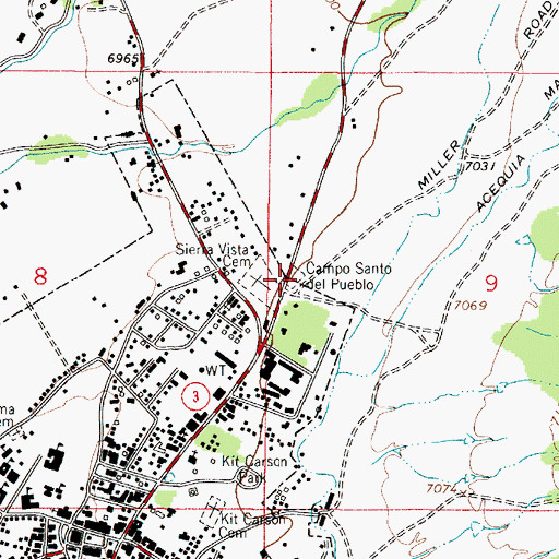 Topographic Map of Campo Santo del Pueblo Cemetery, NM