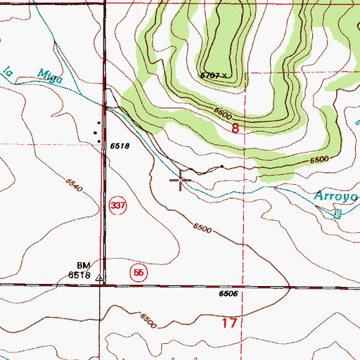 Topographic Map of Caada de la Miga, NM