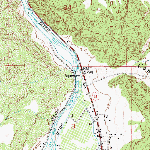 Topographic Map of Caada de la Entranas, NM