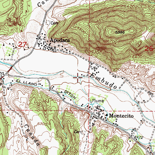 Topographic Map of Caada de Montecito, NM