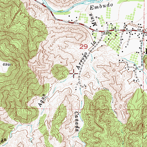 Topographic Map of Caada Agua, NM