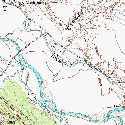 Topographic Map of Caada Ancha, NM