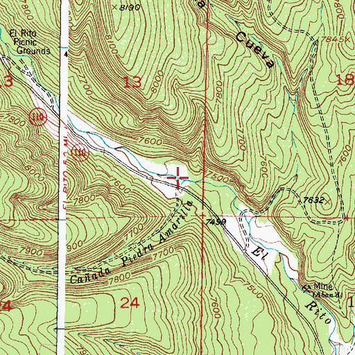 Topographic Map of Caada Piedra Amarilla, NM