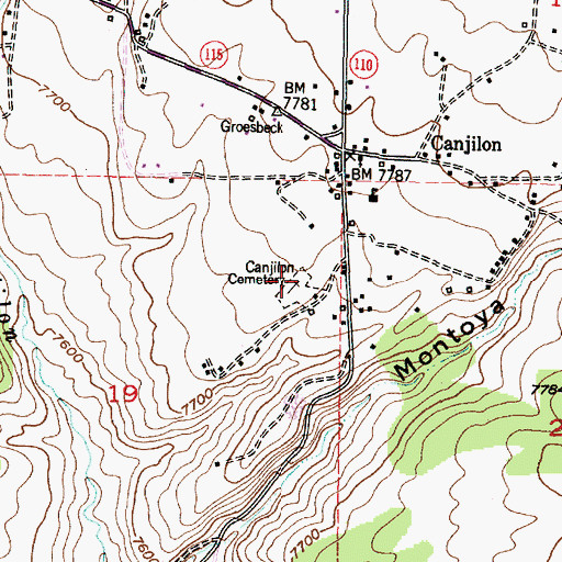 Topographic Map of Canjilon Cemetery, NM