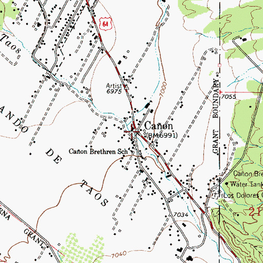 Topographic Map of Caon, NM