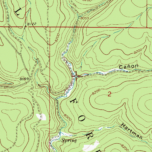 Topographic Map of Caon de la Cueva, NM