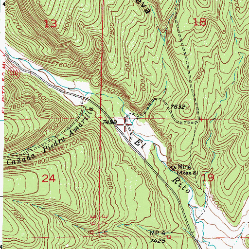 Topographic Map of Caon de la Cueva, NM