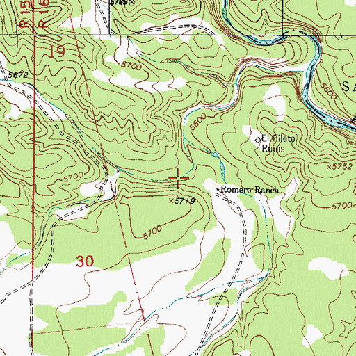 Topographic Map of Caon de los Maderos, NM
