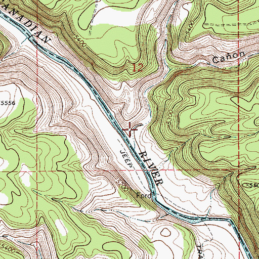 Topographic Map of Caon de la Cueva, NM